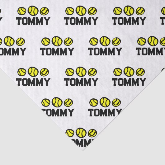 Gepersonaliseerd cadeaupapier voor tennisspeler tissuepapier (Detail)