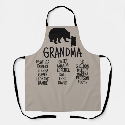 Gepersonaliseerd cadeaus met grootkindnamen Oma Be Schort (Voorkant)