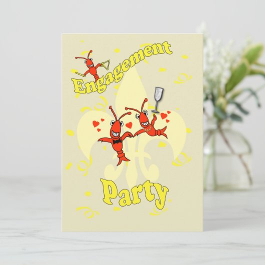 Gepersonaliseerd Cajun Crawfish Engagement Party Kaart (Staand voorkant)