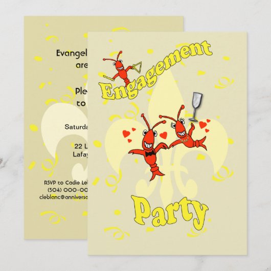 Gepersonaliseerd Cajun Crawfish Engagement Party Kaart (Voorkant / Achterkant)
