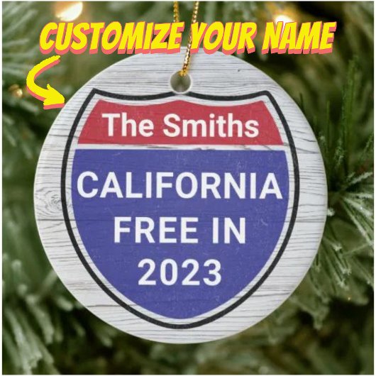 Gepersonaliseerd Californië Gratis in 2023 Kerstmi Keramisch Ornament