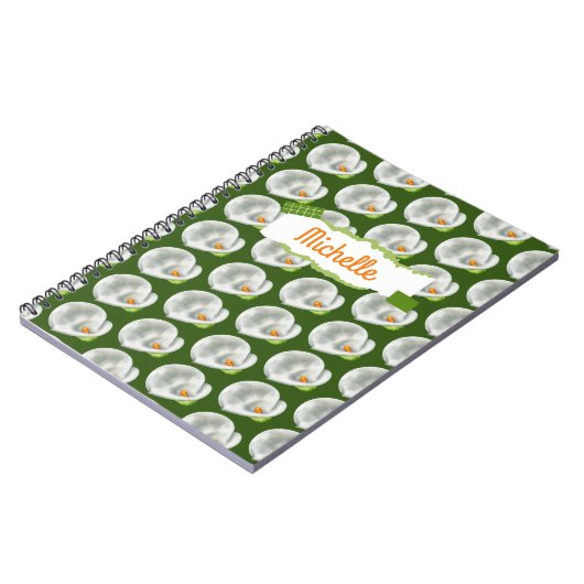 Gepersonaliseerd Calla Lilly Pattern Notitieboek (Linkerzijde)