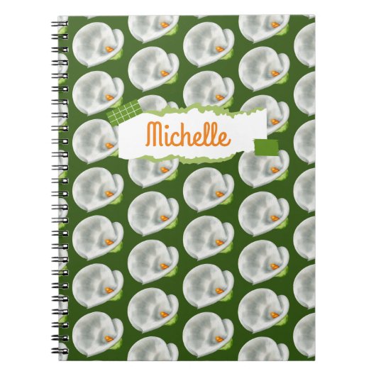 Gepersonaliseerd Calla Lilly Pattern Notitieboek (Voorkant)