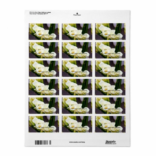 gepersonaliseerd calla lily-label etiket (Full Sheet)