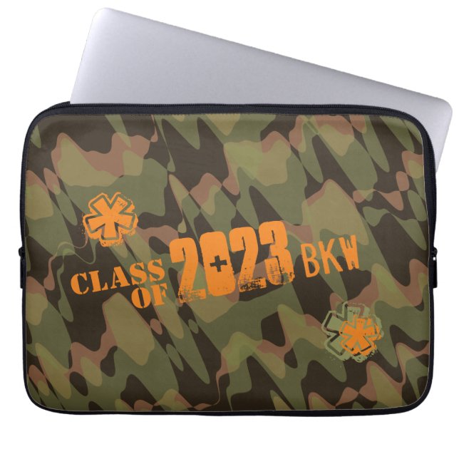 Gepersonaliseerd Camouflage Woodland Green Laptop Sleeve (Voorkant)