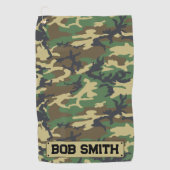 Gepersonaliseerd camouflage Woodlands Patroon Golfhanddoek (Voorkant)