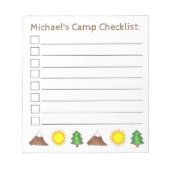 Gepersonaliseerd Camp Checklist Sun Tree Mountain Notitieblok (Voorkant)