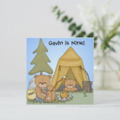 Gepersonaliseerd Camping Birthday Invites Kaart (Staand voorkant)