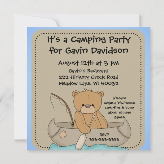 Gepersonaliseerd Camping Birthday Invites Kaart (Achterkant)
