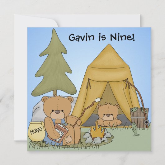 Gepersonaliseerd Camping Birthday Invites Kaart (Voorkant)