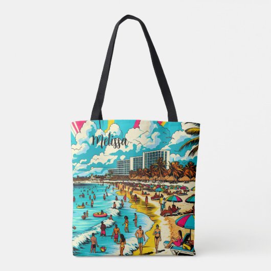 Gepersonaliseerd Cancun, Mexico met een Pop Art Vi Tote Bag (Achterkant)