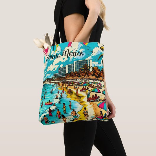 Gepersonaliseerd Cancun, Mexico met een Pop Art Vi Tote Bag (Dichtbij)