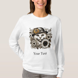 Gepersonaliseerd  Cat Art T-shirt met lange mouwen