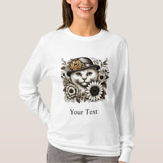 Gepersonaliseerd  Cat Art T-shirt met lange mouwen