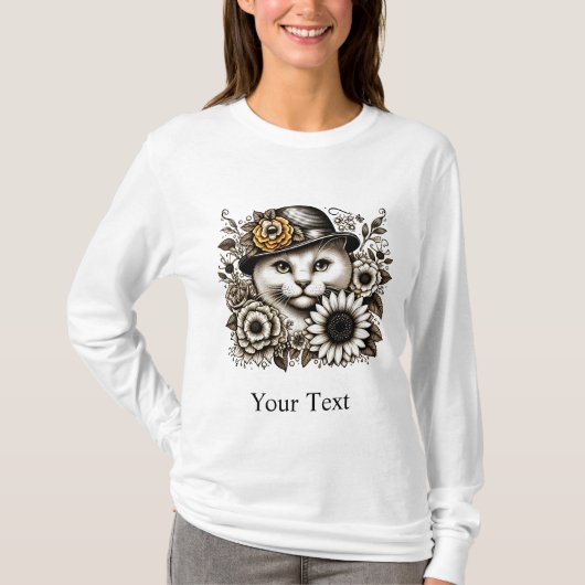 Gepersonaliseerd  Cat Art T-shirt met lange mouwen (Voorkant)