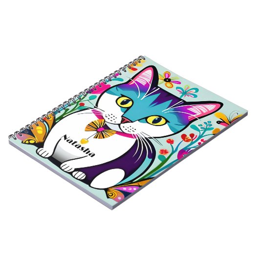 Gepersonaliseerd Cat Design Notitieboek voor katte (Linkerzijde)