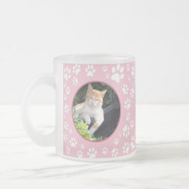 Gepersonaliseerd Cat Memorial Mok Paw Prints Roze