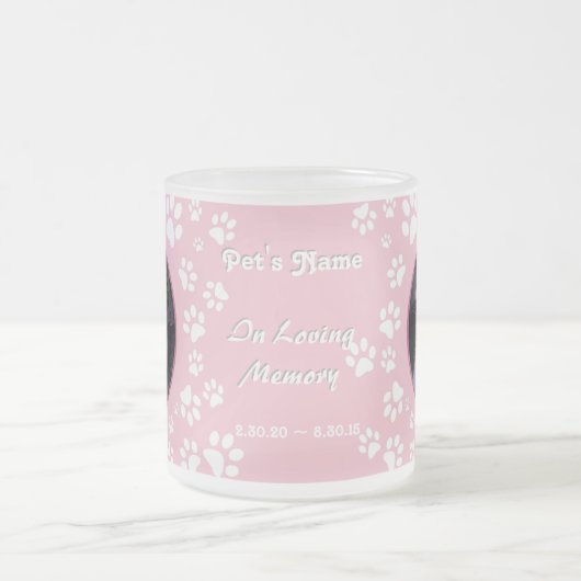 Gepersonaliseerd Cat Memorial Mok Paw Prints Roze (Center)