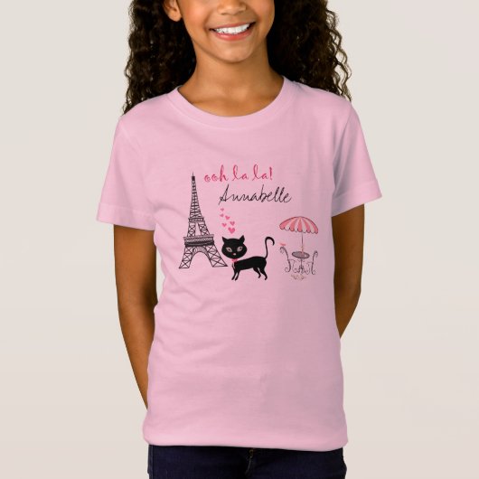 Gepersonaliseerd Cat Paris T-shirt (Voorkant)