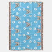 Gepersonaliseerd Cat Pet Foto & Naam Blauw Deken (Voorkant Verticaal)