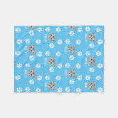 Gepersonaliseerd Cat Pet Foto & Naam Blauw Fleece Deken (Voorkant (Horizontaal))