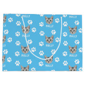Gepersonaliseerd Cat Pet Foto & Naam Blauw Groot Cadeauzakje (Achterkant)