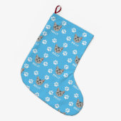 Gepersonaliseerd Cat Pet Foto & Naam Blauw Grote Kerstsok (Voorkant (Hangend))