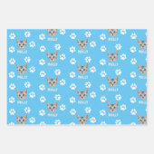 Gepersonaliseerd Cat Pet Foto & Naam Blauw Inpakpapier Vel (Voorkant 3)