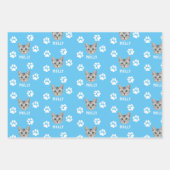 Gepersonaliseerd Cat Pet Foto & Naam Blauw Inpakpapier Vel (Voorkant 2)