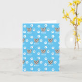 Gepersonaliseerd Cat Pet Foto & Naam Blauw Kaart (Gele Bloem)