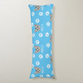 Gepersonaliseerd Cat Pet Foto & Naam Blauw Lichaamskussen (Voorkant Verticaal)