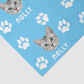 Gepersonaliseerd Cat Pet Foto & Naam Blauw Tissuepapier (Detail)