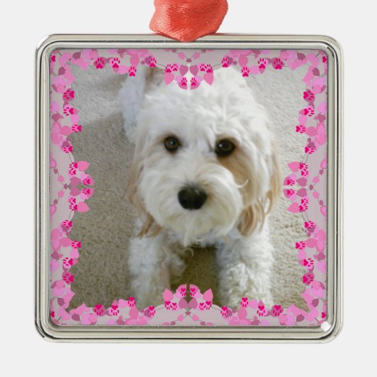 Gepersonaliseerd Cavachon Photo Ornament, Geperson Metalen Ornament (Voorkant)