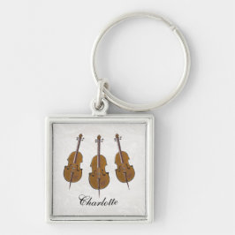 Gepersonaliseerd cello trio cadeau sleutelhanger