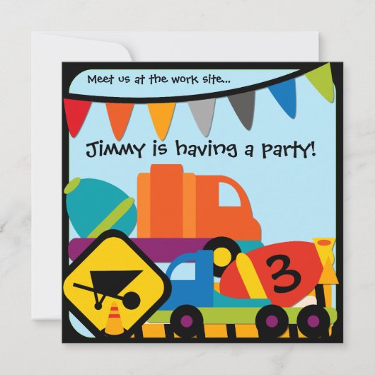 Gepersonaliseerd Cement Mixers Verjaardag Kaart (Voorkant)