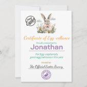Gepersonaliseerd certificaat voor paaseieren van k kaart (Voorkant)