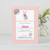 Gepersonaliseerd certificaat voor paaseieren van k kaart (Staand voorkant)