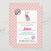 Gepersonaliseerd certificaat voor paaseieren van k kaart (Voorkant / Achterkant)