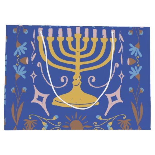 Gepersonaliseerd Chanoeka patroon Groot Cadeauzakje (Achterkant)