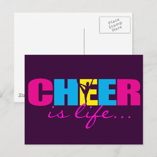 Gepersonaliseerd Cheer Cheerlead Paars Briefkaart (Voorkant / Achterkant)