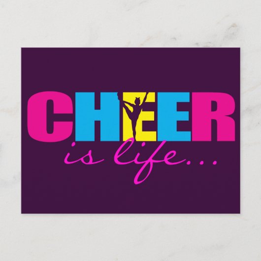 Gepersonaliseerd Cheer Cheerlead Paars Briefkaart (Voorkant)