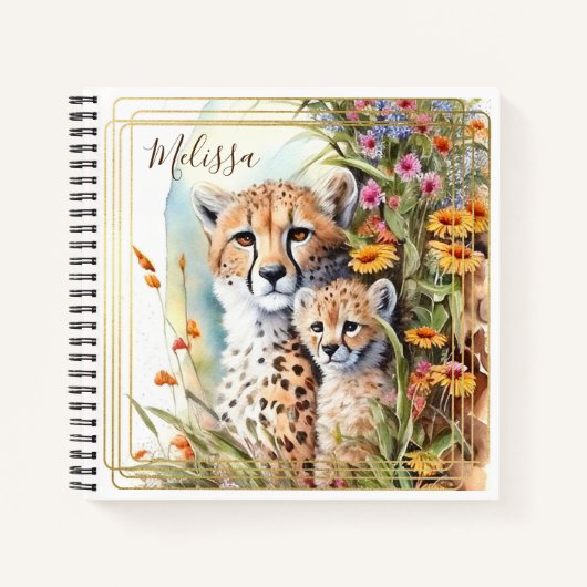 Gepersonaliseerd Cheetah School Kantoor Gift Notitieboek (Voorkant)