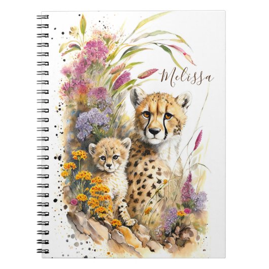 Gepersonaliseerd Cheetah School Kantoor Gift Notitieboek (Voorkant)