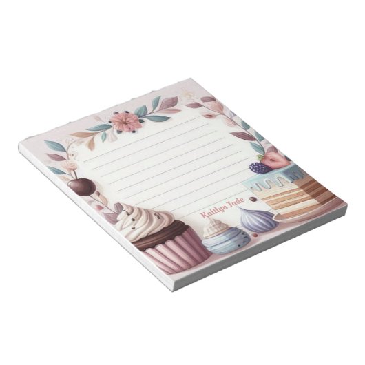 Gepersonaliseerd Chef Pastel Desserts Notitieblok (Schuin)