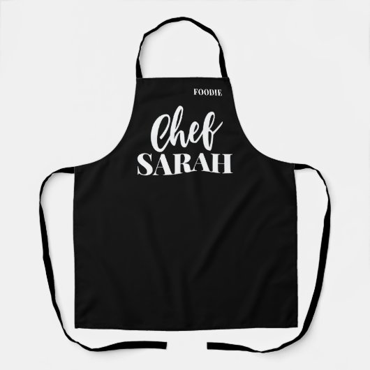 Gepersonaliseerd Chef Schort | Moderne Foodie Zwar (Voorkant)