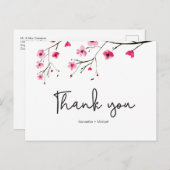 Gepersonaliseerd | Cherry Blossom | Huwelijk Dank  Briefkaart (Voorkant / Achterkant)