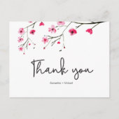 Gepersonaliseerd | Cherry Blossom | Huwelijk Dank  Briefkaart (Voorkant)