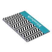 Gepersonaliseerd Chevron Black White Monogram Notitieboek (Rechterzijde)