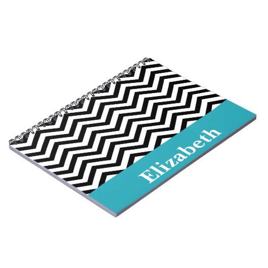 Gepersonaliseerd Chevron Black White Monogram Notitieboek (Linkerzijde)