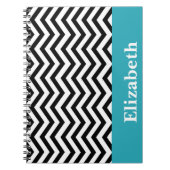 Gepersonaliseerd Chevron Black White Monogram Notitieboek (Voorkant)